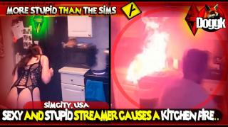 ▶ SEXY AND STUPID STREAMER CAUSES A KITCHEN FIRE.. (SIMCITY, USA) >> FUNNY AS HELL !! DON'T MISS THIS ONE ^^