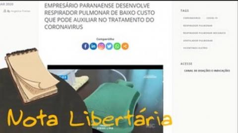 Empresário de marialva cria respirador de baixo custo | Nota Libertária - 26/04/20 | ANCAPSU
