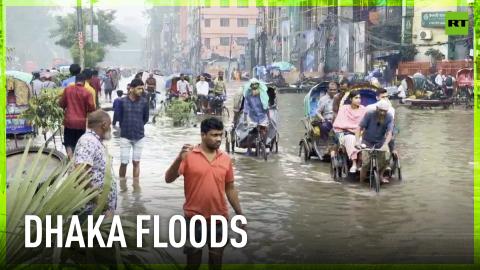 Torrential rains flood roads in Bangladeshi capital