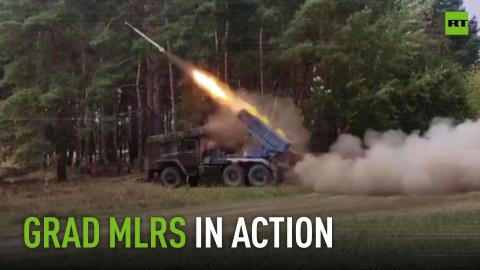 Grad MLRS eliminates hostile manpower in Russian border region