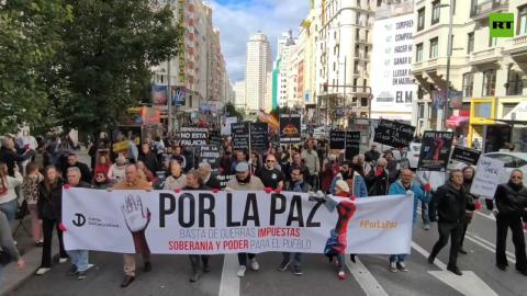 Hundreds in Madrid protest against Spain's involvement in Ukraine and Middle East conflicts