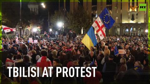 Georgian opposition stages mass protest in Tbilisi demanding election re-run