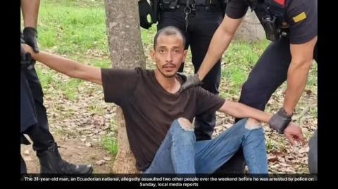 ECUADORIAN MIGRANT HARASSES FAMILY ON STREET IN BARCELONA