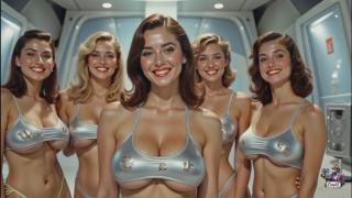 Retrofuturistic women from the 50s   Panavision 50  AI art Film   Retro dream