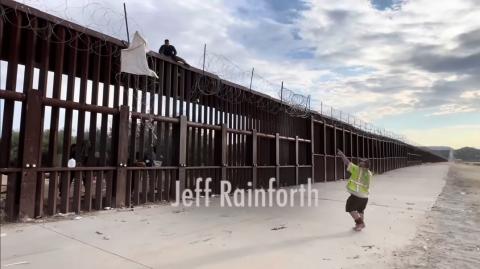 WOW! Fed Up Man Stops People From Climbing Over Border Wall With A Ladder!