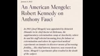 An American Mengele: Robert Kennedy on Anthony Fauci (Jeffrey Nyquist)