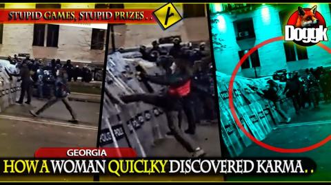 HOW A WOMAN QUICKLY DISCOVERED KARMA DURING A PROTEST.. (GEORGIA) >> EFFICIENT !!