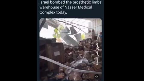 Israel bombed a PROSTHETIC LIMBS warehouse
