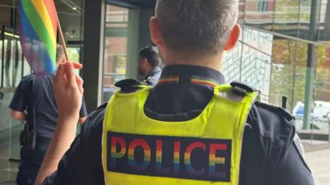 Victoria Police have kiddy fucking faggot flags in their orifices - I mean offices.