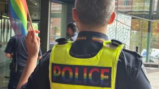 Victoria Police have kiddy fucking faggot flags in their orifices - I mean offices.