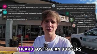 AMERICAN tries AUSTRALIAN HAMBURGER with the LOT