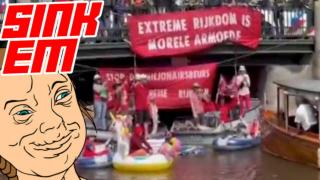 Climate Weirdos Freakout as Boat Rams Them For Blocking Canal