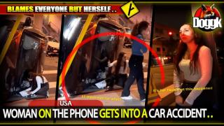 WOMAN ON THE PHONE GETS INTO A CAR ACCIDENT.. (USA) >> FEMALE NATURE..