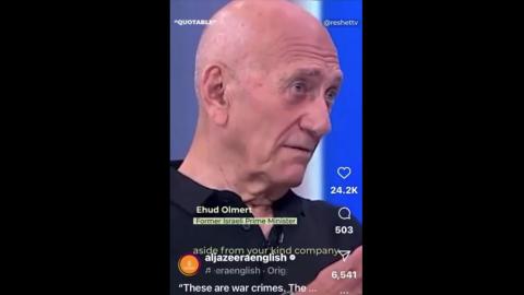 The former PM of Israel Ehud Olmert speaks up about the ATROCITIES committed by the IDF