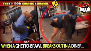 WHEN A GHETTO-BRAWL BREAKS OUT IN A DINER.. (USA) >> INSANITY !!