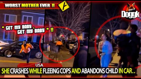 SHE CRASHES WHILE FLEEING COPS AND ABANDONS CHILD IN CAR.. (USA) >> INSANE !!