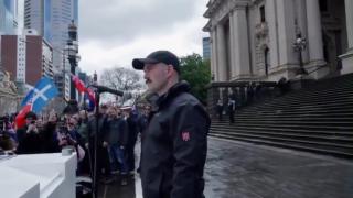 Thomas Sewell Outside of the Victorian Parliament 31st August 2025