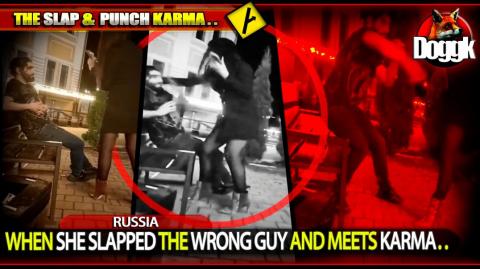 WHEN SHE SLAPPED THE WRONG GUY AND MEETS KARMA.. (RUSSIA) >> MUST SEE !!