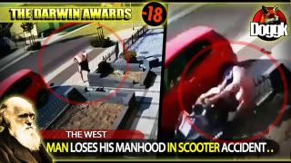 [+18] DARWIN AWARDS : MAN LOSES HIS MANHOOD DURING SCOOTER ACCIDENT.. (THE WEST) >> PAINFUL KARMA !!