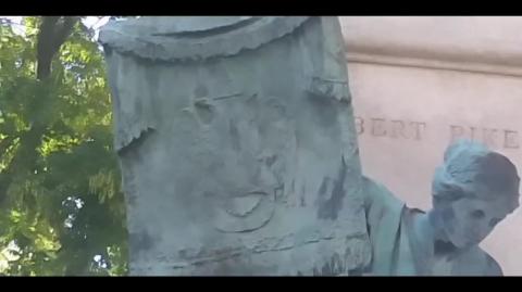 Donald Trump quietly puts back up Luciferian Satanists 33rd Degree Freemason Albert Pike Statue back up to usher in his Luciferian Agenda Morals and Dogma before and after share