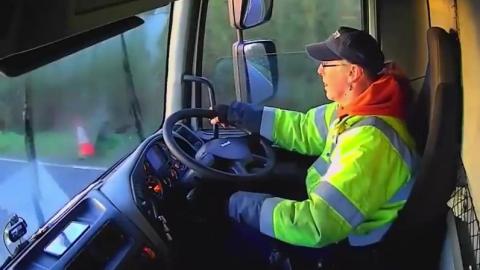 A Truck Driver is Blinded by the Setting Sun - and -