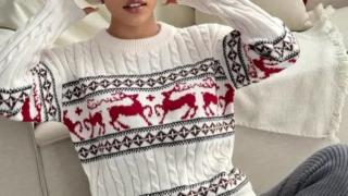 Women's Soft and Cozy Christmas Knit Sweater with Charming Holiday Motifs