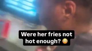 Jumps through drive-thru window and gets beat with a pot