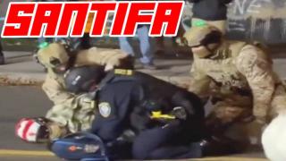 Antifa Santa Gets Thrown Down & Arrested Outside Fed Facility in Portland