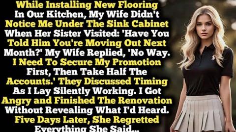 While Installing New Flooring In Our Kitchen, My Wife Didn't Notice Me Under The Sink Cabinet When..