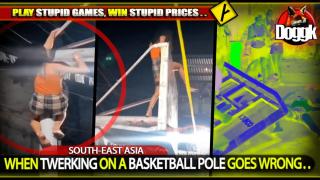 WHEN TWERKING ON A BASKETBALL POLE GOES WRONG.. (SOUTH-EAST ASIA) >> STUPID GAMES, STUPID PRICES KARMA !! ^^