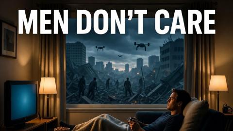 Men Are Relaxing And Playing Video Games as The World Collapses
