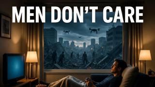 Men Are Relaxing And Playing Video Games as The World Collapses