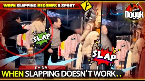 A guy keeps slapping a woman at the NIKE shop in China COMPRESSED
