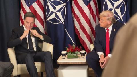 President Trump Participates in a Pull Aside with the Secretary General of NATO