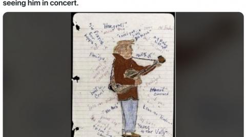 A DRAWING OF ELVIS PRESLEY DRAWN BY A 15-YEAR-OLD JIMI HENDRIX