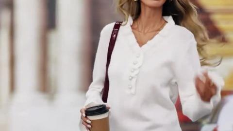 Women's Stylish V-Neck Sweater with Decorative Buttons