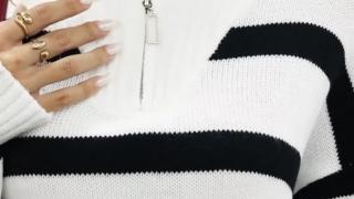 Women's Autumn Winter Minimalist Sweater with Shoulder Cut-Outs and Zipper