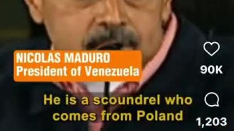 MADURO on Netanyahu - "He is not an authentic Jew he's a scoundrel who comes from POLAND"