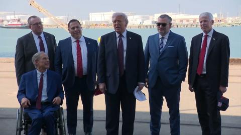 President Trump Gaggles with Press at the Port of Corpus Christi, TX