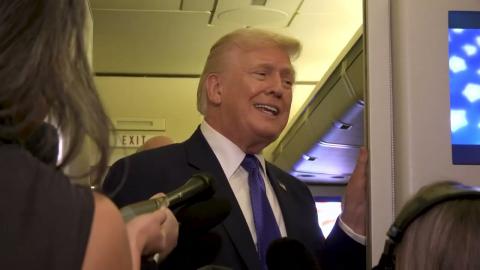 President Trump Gaggles with Press on Air Force One En Route Palm Beach, FL, Feb. 6, 2026