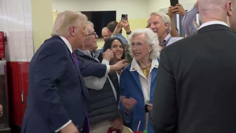 President Trump Talks with Supporters and Employees at a Local Business