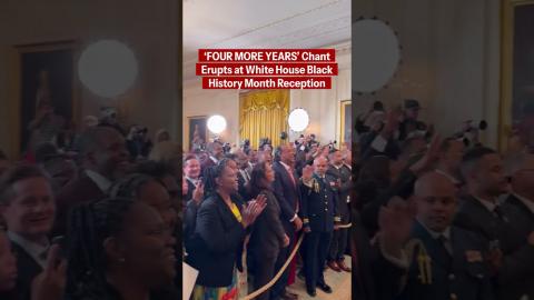 'Four more years' chant erupts at the White House Black History Month celebration
