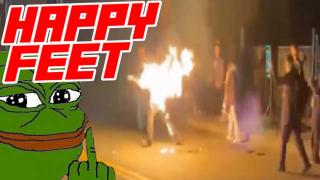 ANTIFA Moron Sets Himself on Fire Trying to Burn American Flag