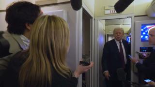 President Trump Gaggles with Press on Air Force One En Route Joint Base Andrews, Mar. 15, 2026