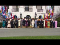 First Lady Melania Trump Participates in a Family Photo