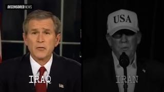 IRAQ Vs IRAN - It's The Same Script Again - The Dirty Fat KIddy Fucker repeats the Retards Scripted Shit.