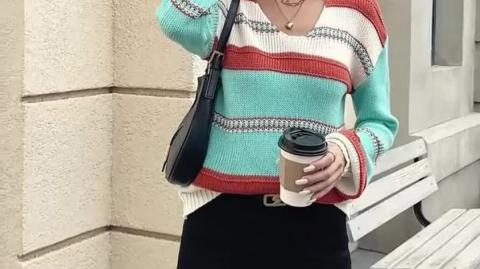 Relaxed fit striped sweater for cozy and stylish vibes