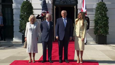 President Trump and the First Lady Participate in a Greeting with the King and Queen of the UK