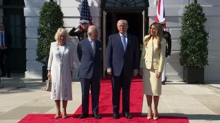 President Trump and the First Lady Participate in a Greeting with the King and Queen of the UK