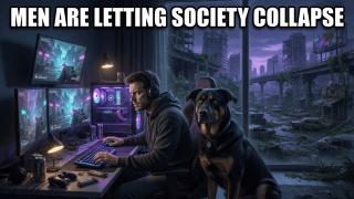 Men Are Relaxing And Playing Video Games As Society Collapses Around Them